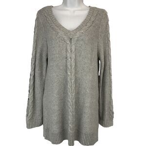 Maurices Women's Medium Gray V Neck Sweater Slitted Sleeve New M